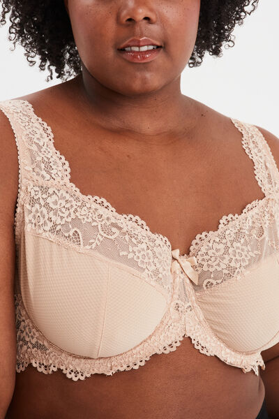 Soutien-gorge corbeille dentelle sable femme grande taille