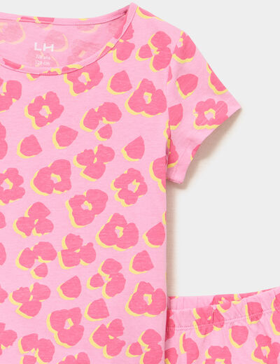 Ensemble pyjama short et t-shirt coton rose fille