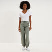 Pantalon cargo droit cropped lyocell vert pastel femme