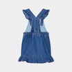 Robe salopette jean à volants en coton denim stone bébé fille