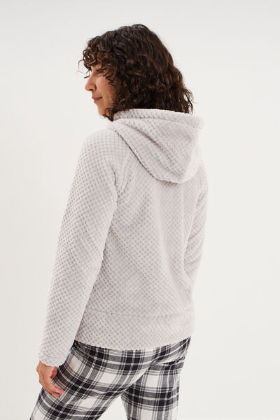 Veste de pyjama effet polaire gris clair femme