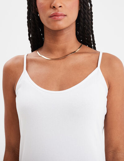 Débardeur coton bretelles réglables blanc femme