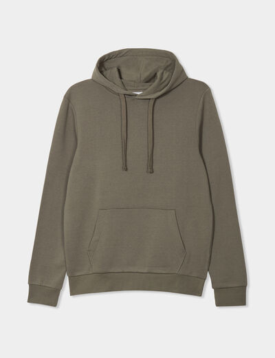 Sweat molleton à capuche hoodie vert kaki homme