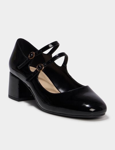 Babies en vernis &agrave; talons noir femme