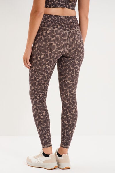 Legging de sport stretch taille haute beige femme