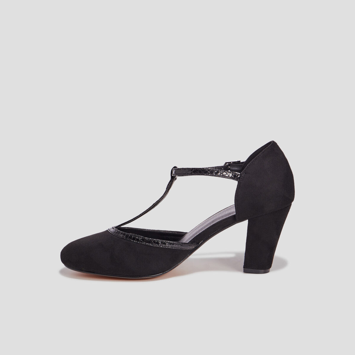 Escarpins salom&eacute; &agrave; talons aspect su&eacute;dine noir femme