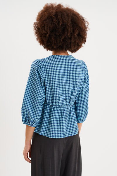 Blouse cintr&eacute;e col V manches 3/4 blanc femme