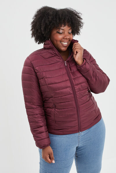 Doudoune ajustée manches longues prune femme grande taille