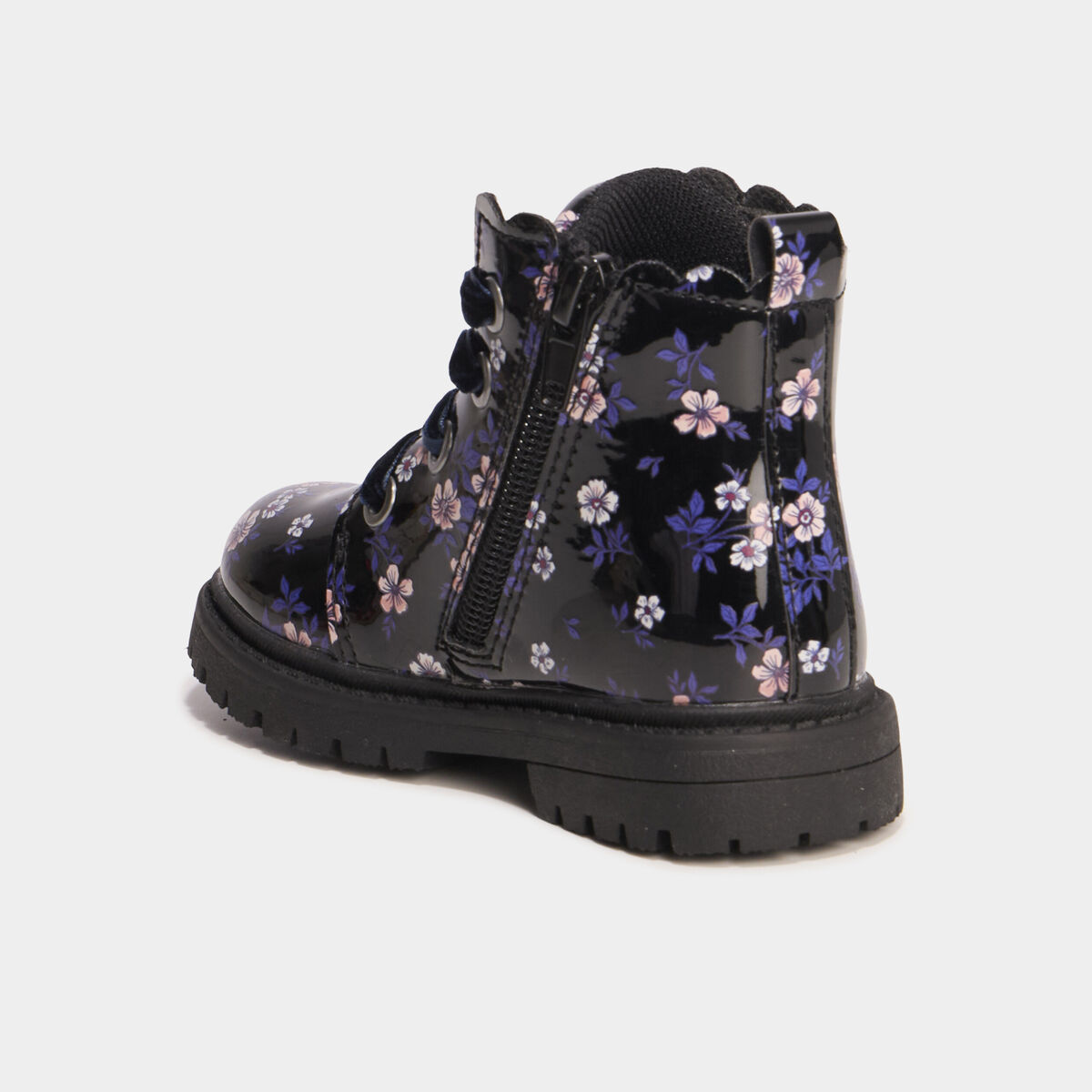 Boots crant&eacute;es &agrave; lacets noir b&eacute;b&eacute; fille