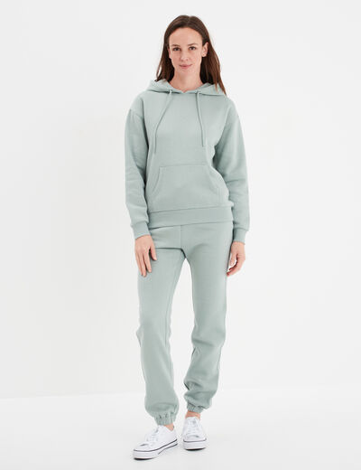 Sweat hoodie molleton à capuche vert pastel femme