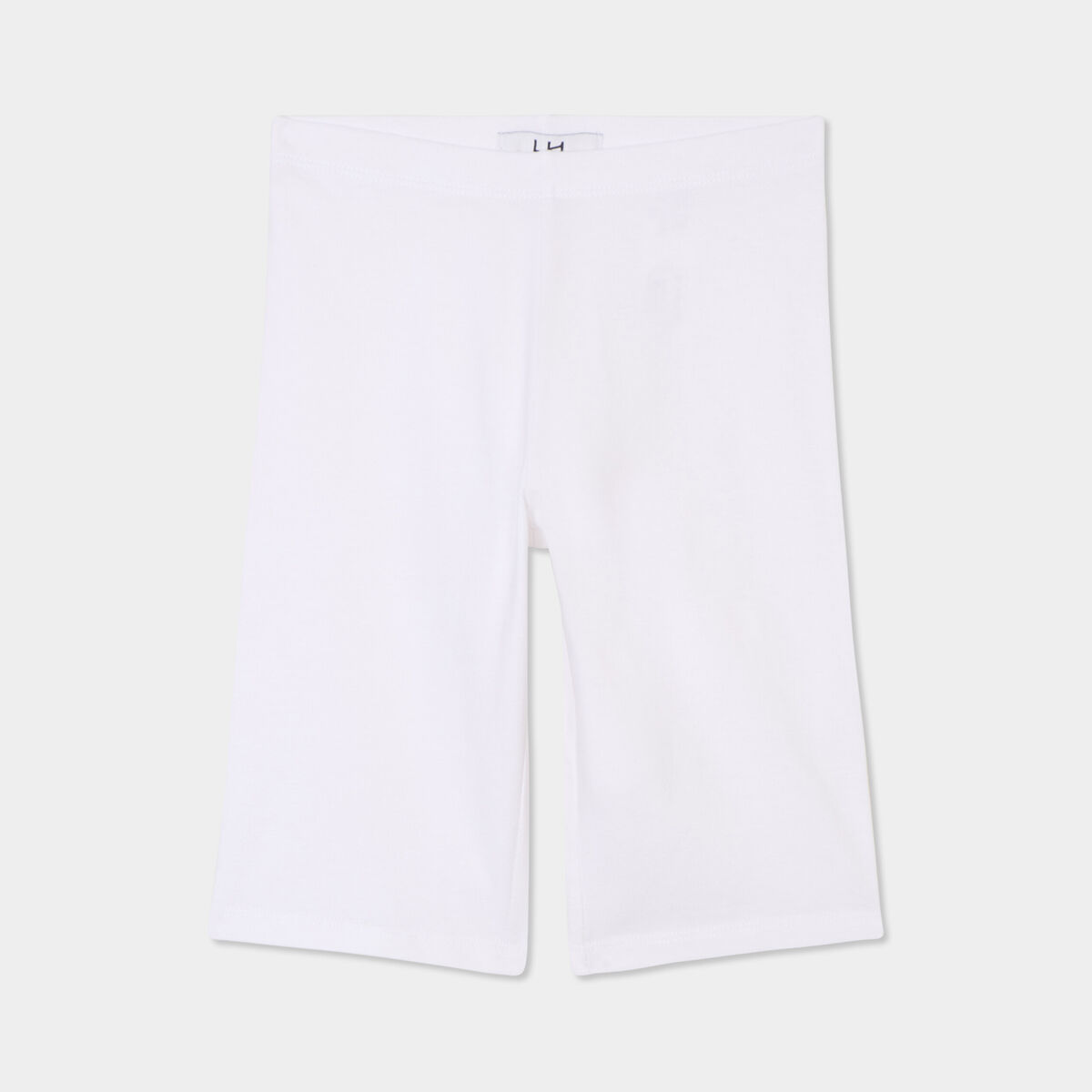 Short cycliste coton taille &eacute;lastiqu&eacute;e blanc fille
