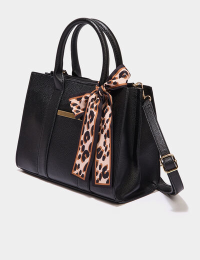 Sac à main détail foulard noir femme