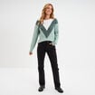 Pull manches longues col rond vert femme