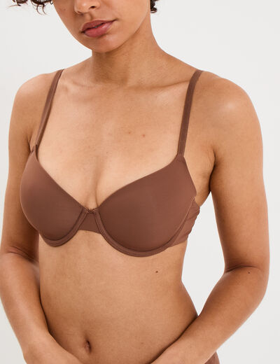 Soutien-gorge corbeille microfibre marron femme