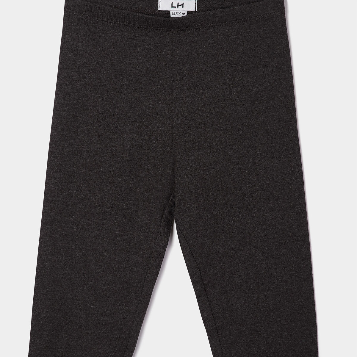 Legging long coton taille &eacute;lastiqu&eacute;e gris fonc&eacute; fille