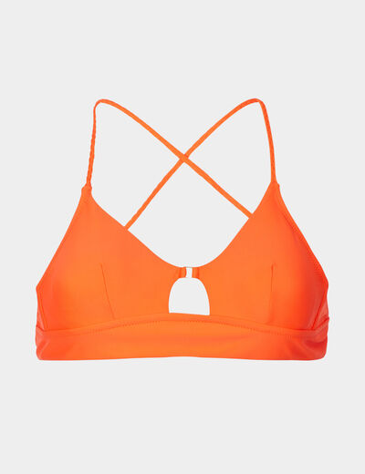 Haut de maillot de bain bretelles fines orange corail femme