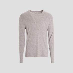 T-shirt manches longues col V gris clair homme