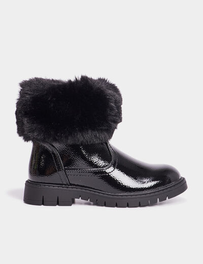 Bottines avec fausse fourrure noir fille