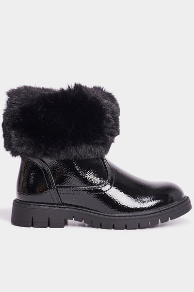 Bottines avec fausse fourrure noir fille