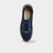 Tennis basses &agrave; lacets pied large bleu marine femme