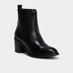 Boots en cuir &agrave; talons noir femme