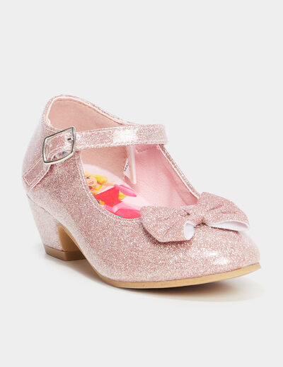 Babies à paillettes vernies Disney rose fille