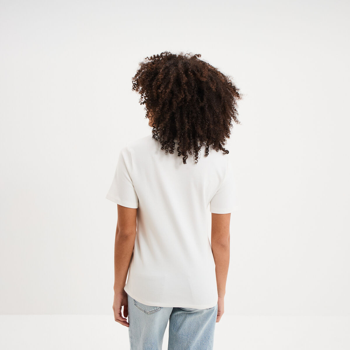 T-shirt manches courtes coton ecru femme