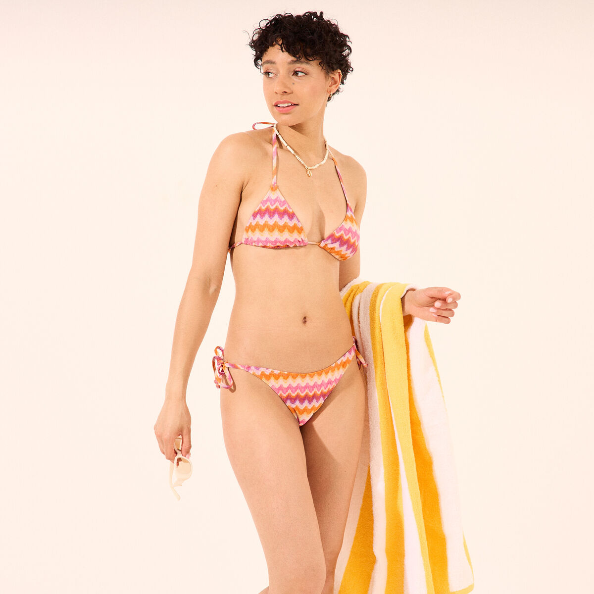 Haut de maillot de bain triangle multicolore femme