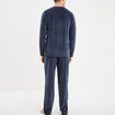 Ensemble pyjama velours 2 pièces bleu homme