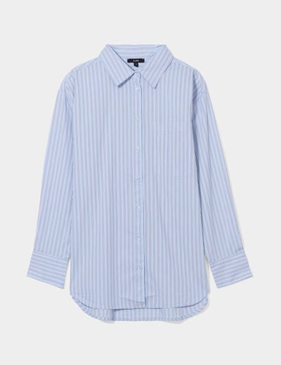 Chemise oversize manches longues bleu ciel femme
