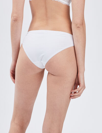 Culotte en coton avec dentelle blanc femme