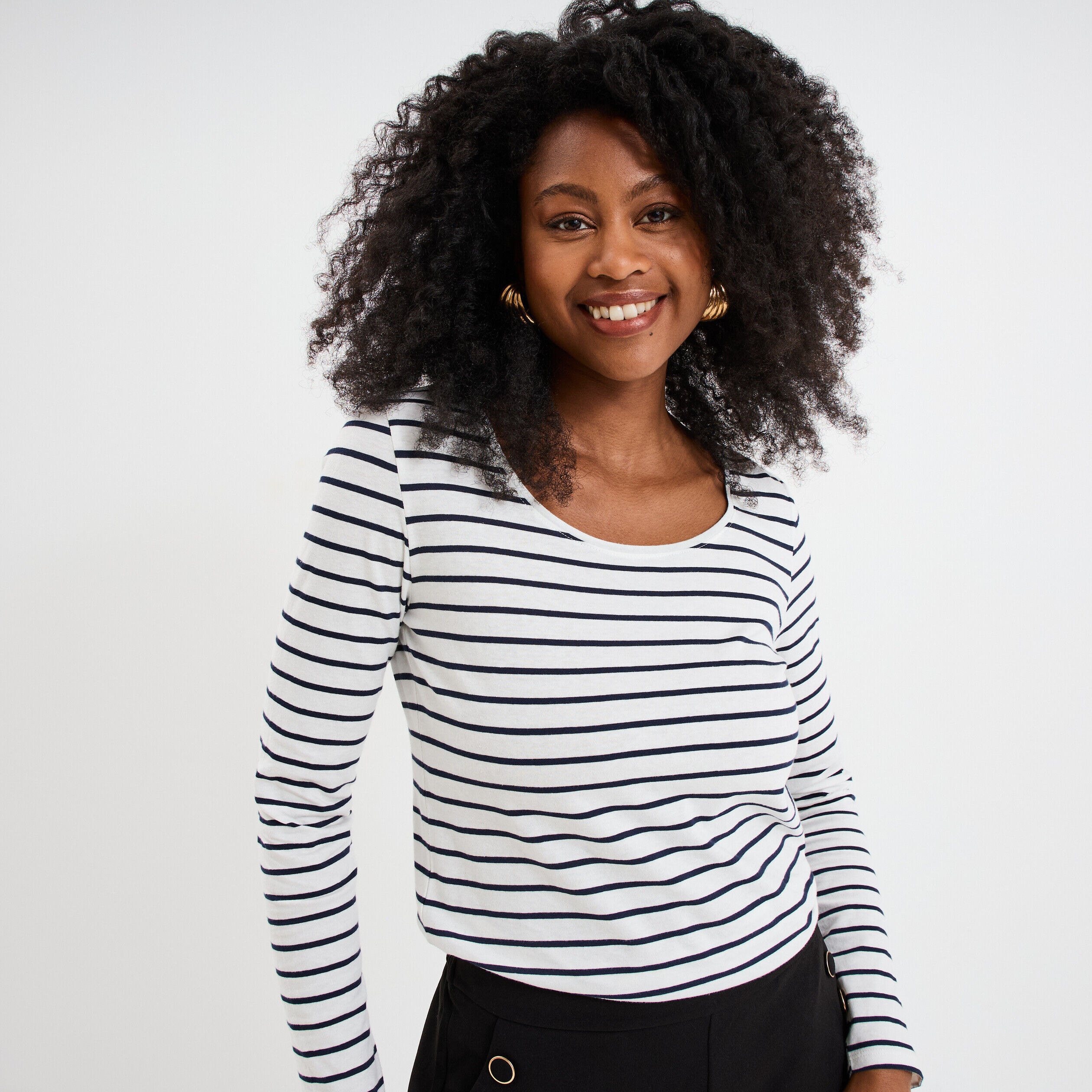 Haut marinière manches longues ecru femme LH