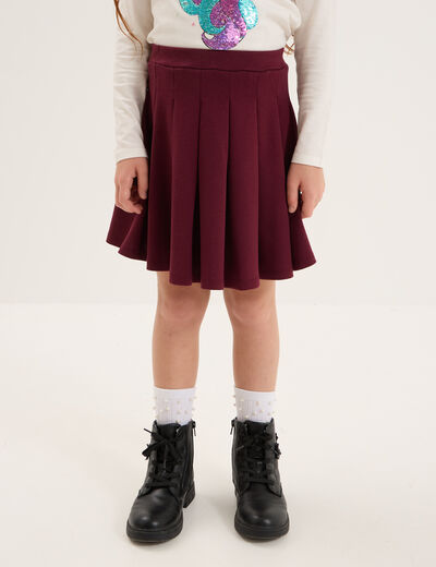 Jupe courte patineuse plissée bordeaux fille