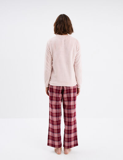 Ensemble pyjama effet polaire 3 pièces rose femme