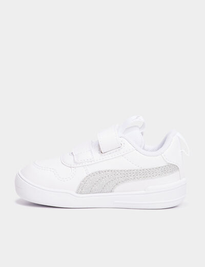 Tennis basses à scratchs Puma Multiflex blanc bébé fille