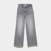 Jean large taille haute ceinture tress&eacute;e denim gris femme