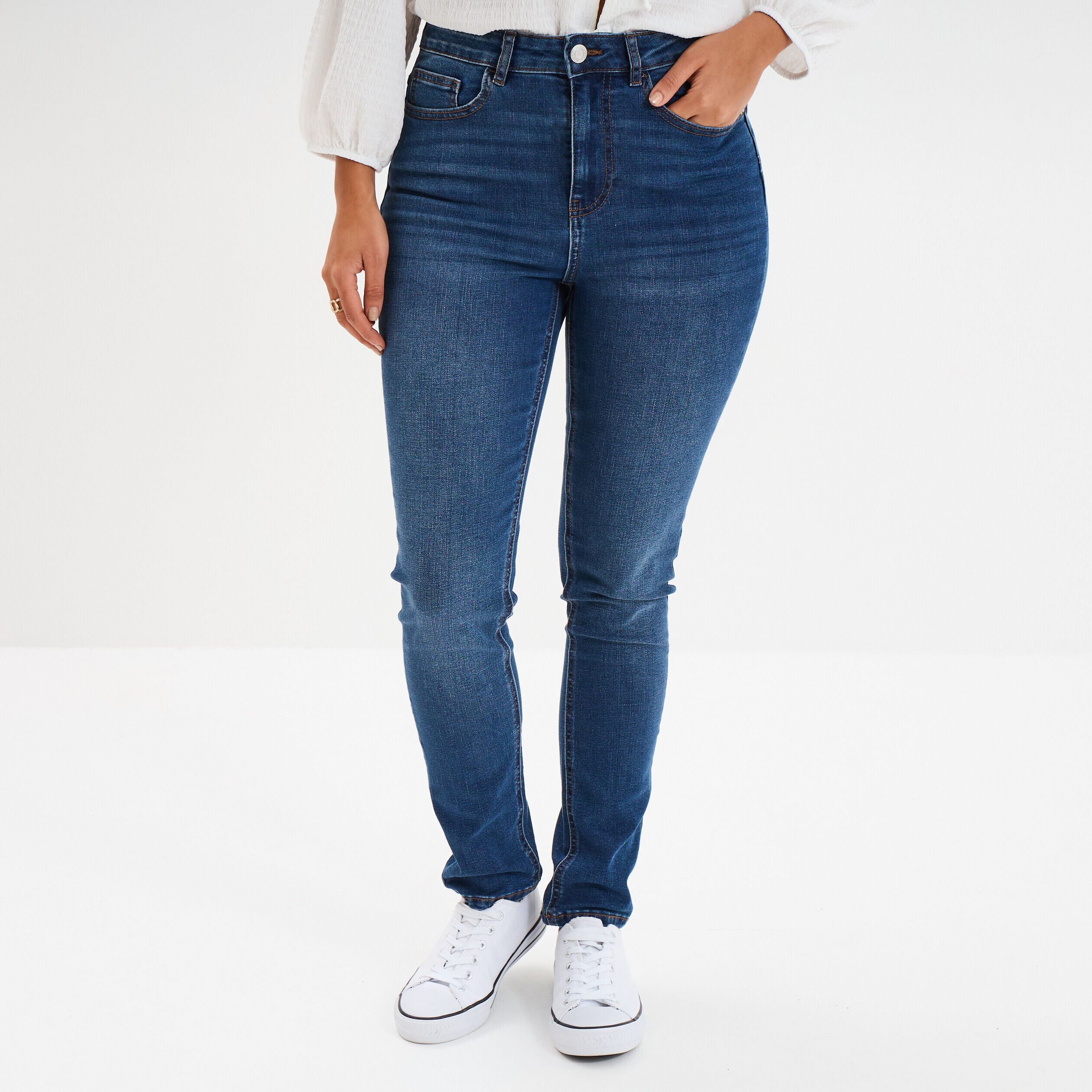 Jeans skinny taille haute denim stone femme LH