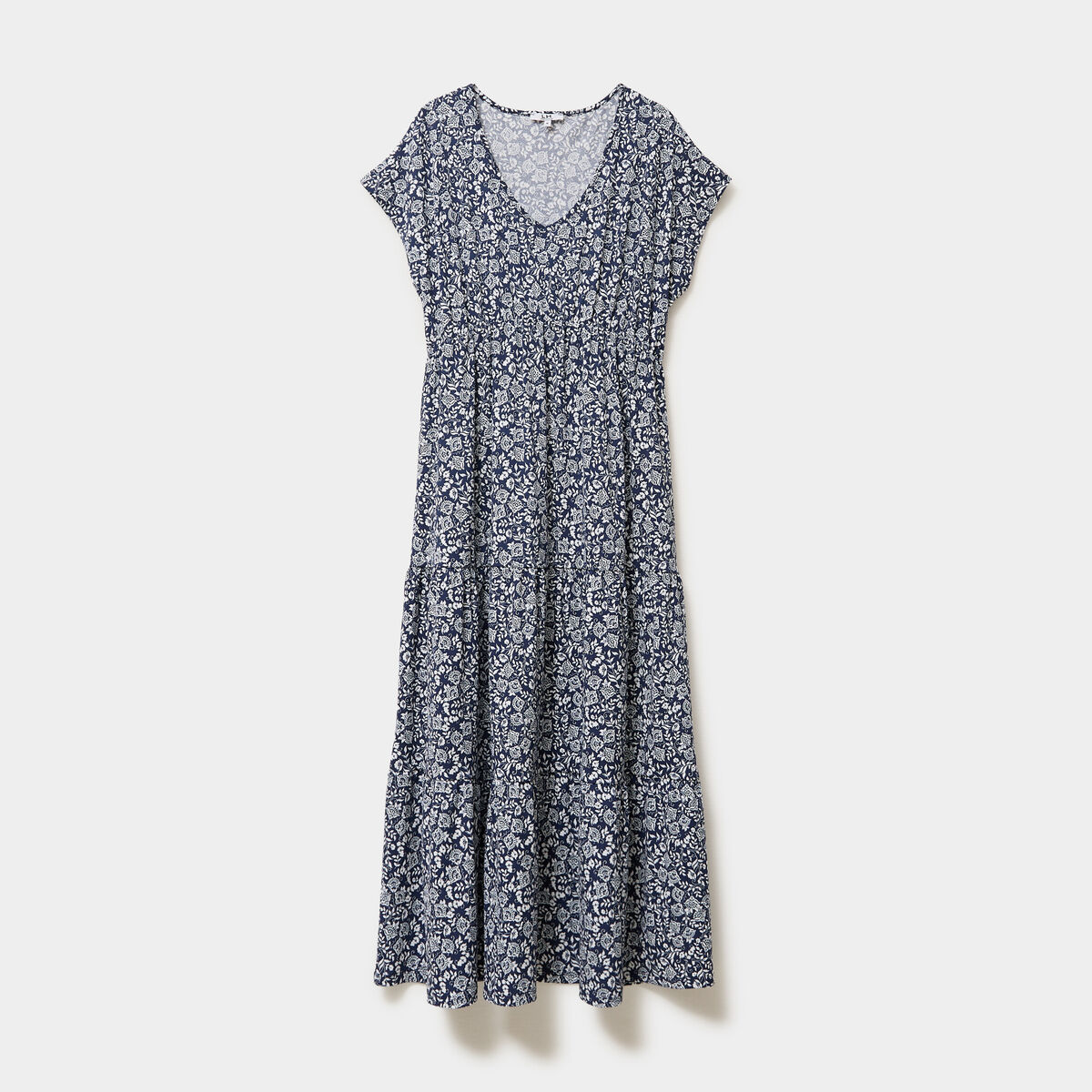 Robe longue col en V grossesse bleu marine femme maternit&eacute;
