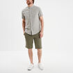 Bermuda chino à coulisse lin mélangé vert kaki homme