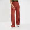 Pantalon effet gaufré taille élastiquée vieux rose femme