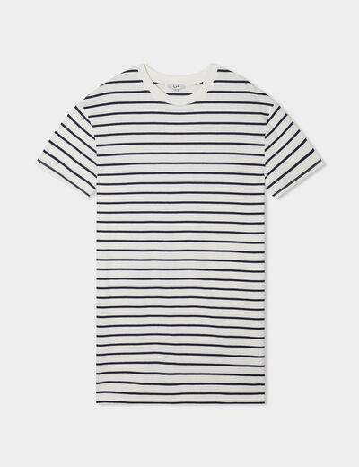 Robe t-shirt manches courtes coton ecru femme