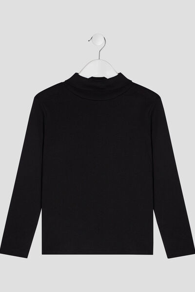 T-shirt col roulé manches longues noir garçon
