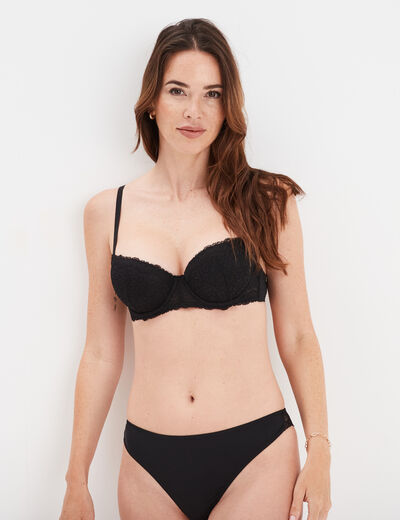 Soutien-gorge corbeille micro dentelle noir femme