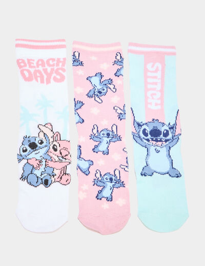 Lot 3 paires chaussettes Stitch multicolore fille