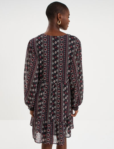 Robe fluide manches longues noir femme