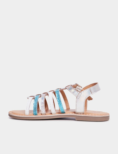 Sandales brides irisées en cuir Creeks bleu fille