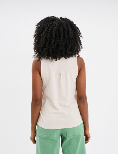 Débardeur sans manches à boutons coton gris clair femme