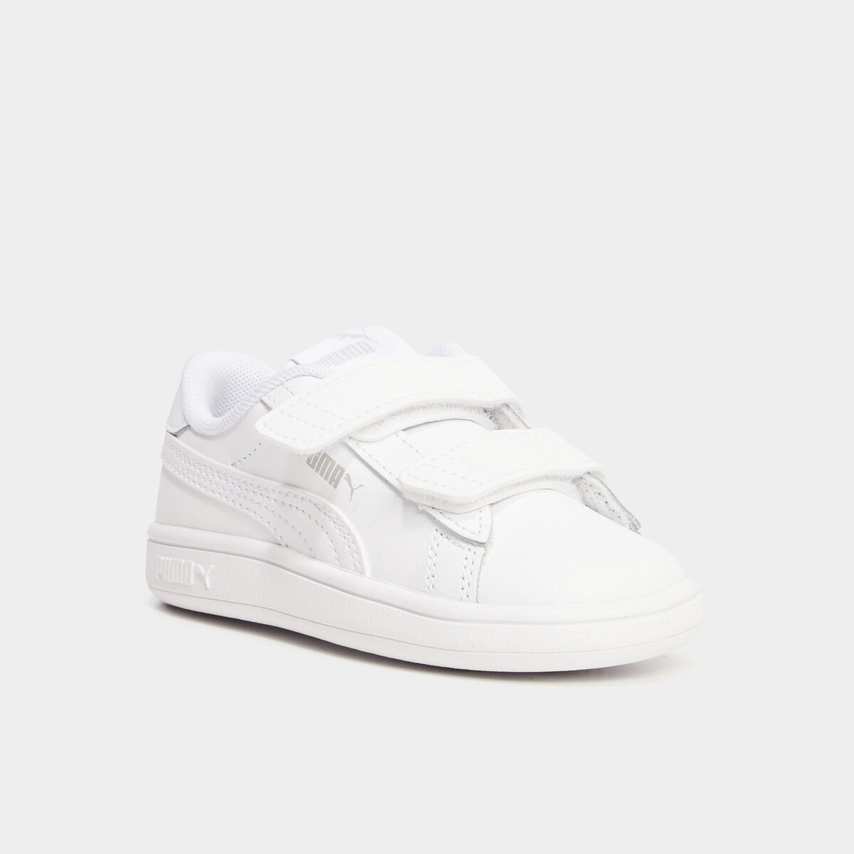 Tennis basses à scratchs Puma Smash blanc garçon