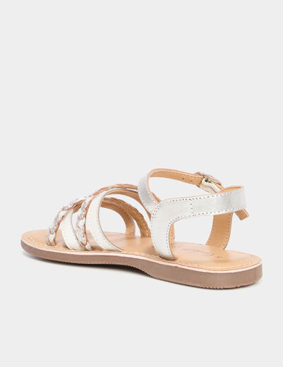 Sandales plates en cuir blanc fille