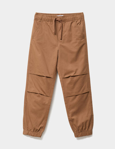 Pantalon battle taille élastiquée coton marron garçon